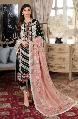 CRIMSON - 3PC Lawn Embroidered Shirt with Chiffon Embroidered Dupatta and Trouser - BFB0618