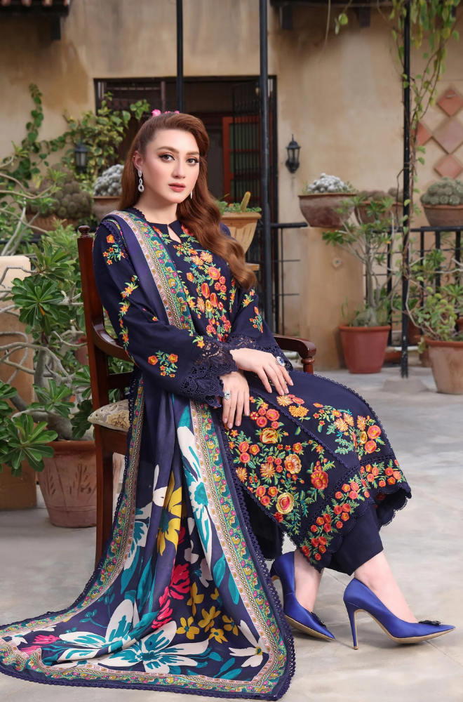 Summer 3PC Lawn Embroidered Suit - BFB0639 - New Arrivals | BlueFery