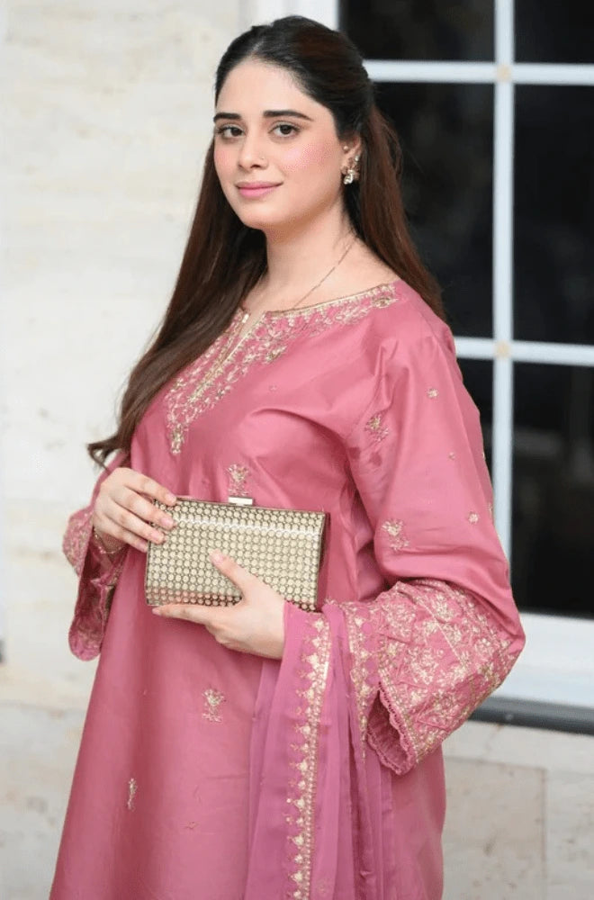 LAAM - 3PC Lawn Embroidered Shirt with Chiffon Embroidered Dupatta and Trouser - BFB0647