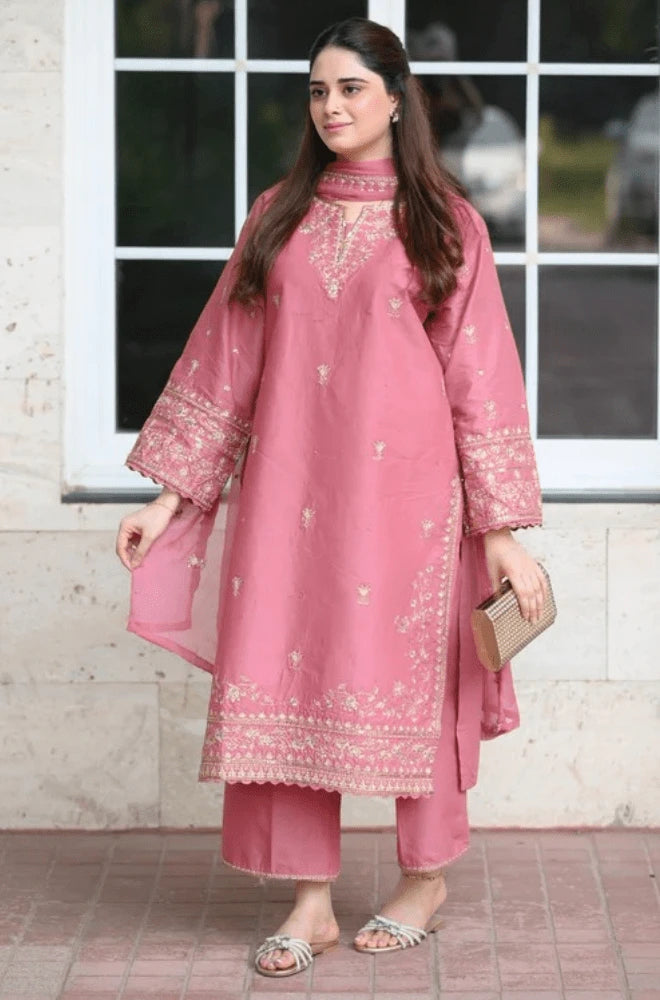 LAAM - 3PC Lawn Embroidered Shirt with Chiffon Embroidered Dupatta and Trouser - BFB0647