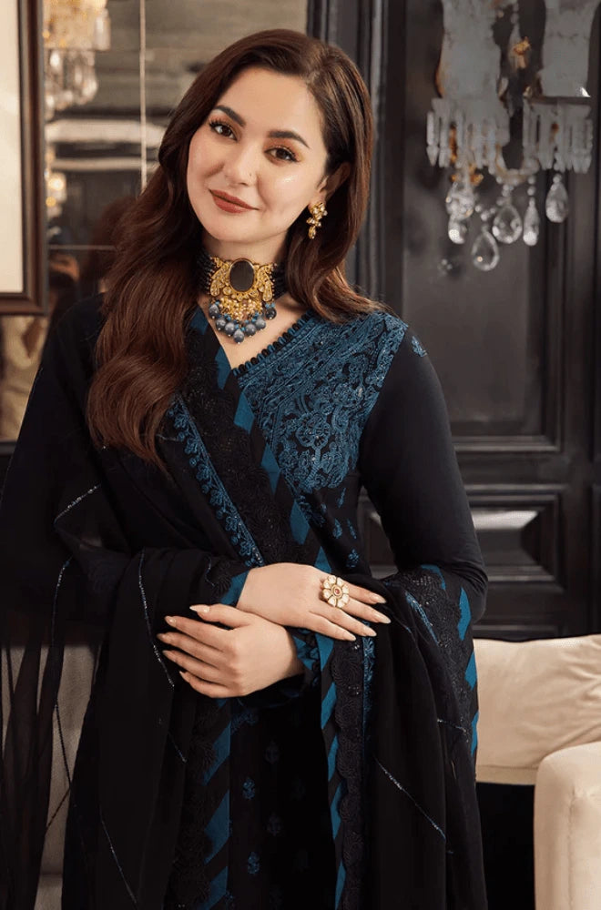 ASIM JOFA - 3PC Lawn Embroidered Shirt with Chiffon Embroidered Dupatta and Trouser - BFB0659