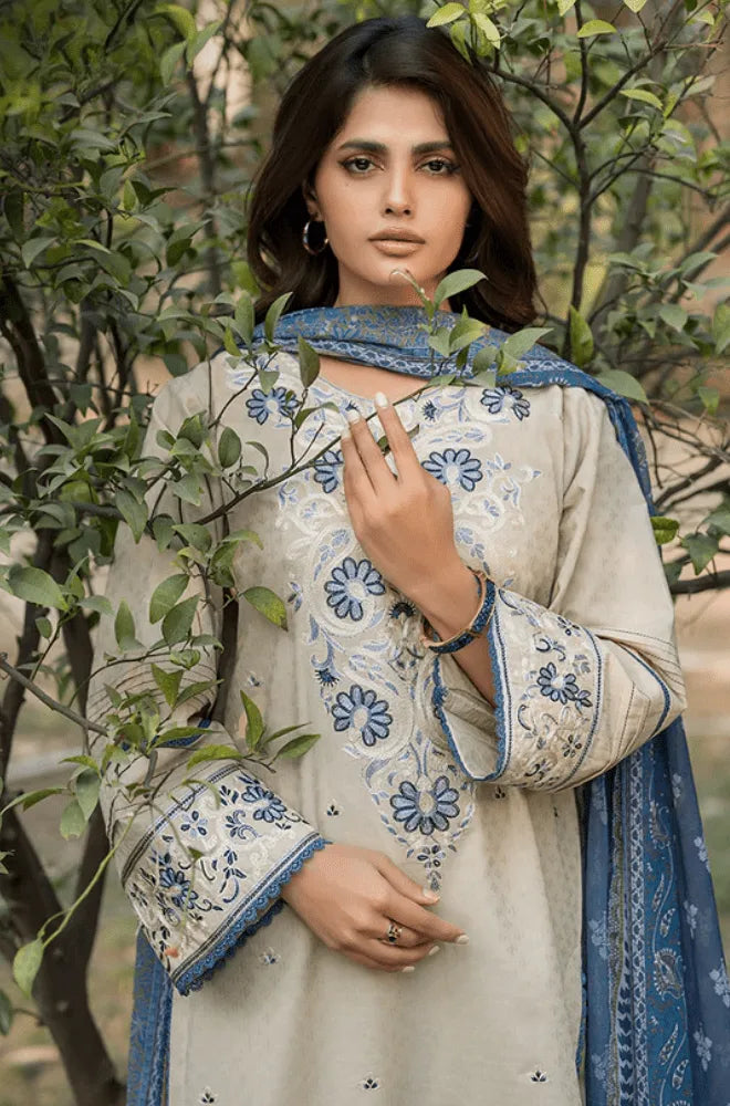 ASIM JOFA - 3PC Lawn Embroidered Shirt with Monar Printed Dupatta and Trouser - BFB0671