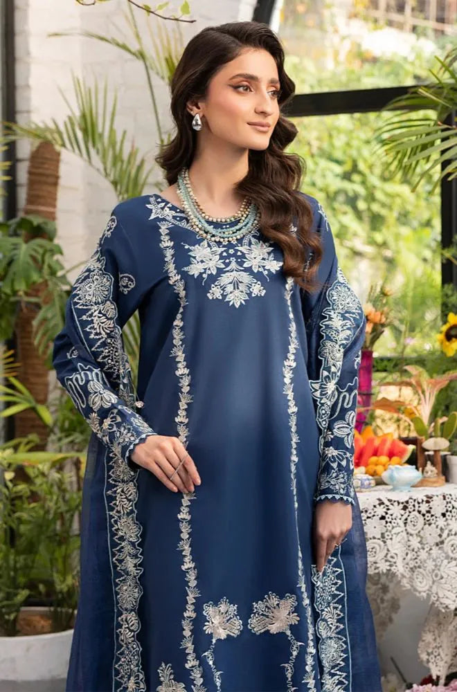 MUSHQ - 3PC Lawn Embroidered Shirt with Khadi Net Embroidered Dupatta and Trouser - BFB0720