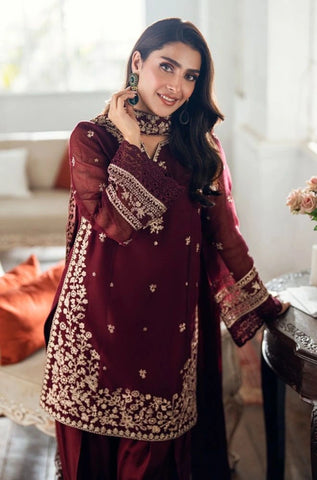 AZURE - 3PC Lawn Embroidered Shirt with Chiffon Embroidered Dupatta and Trouser - BFB0729