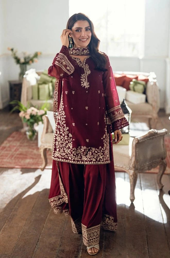 AZURE - 3PC Lawn Embroidered Shirt with Chiffon Embroidered Dupatta and Trouser - BFB0729