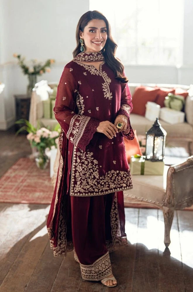 AZURE - 3PC Lawn Embroidered Shirt with Chiffon Embroidered Dupatta and Trouser - BFB0729