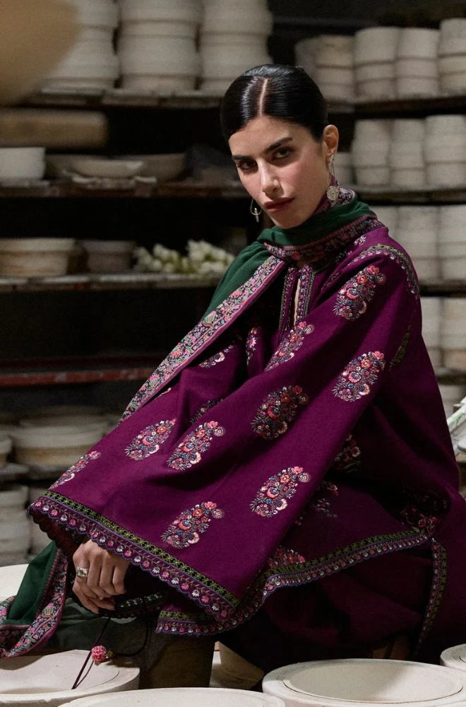 HUSSAIN REHAR - 3PC Lawn Embroidered Shirt with Chiffon Embroidered Dupatta and Trouser - BFB0730