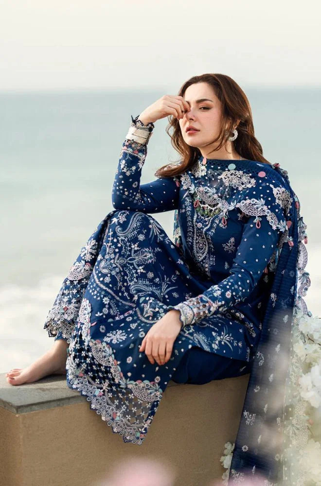 QALAMKAR - 3PC Lawn Embroidered Shirt with Cotton Embroidered Dupatta and Trouser - BFB0757