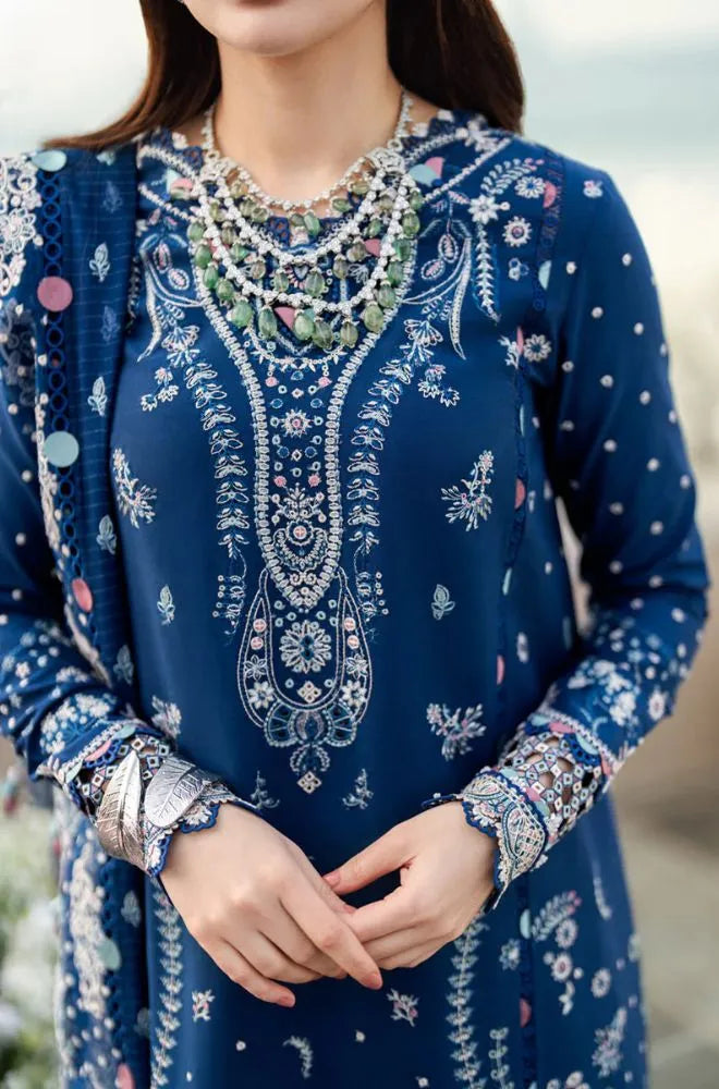 QALAMKAR - 3PC Lawn Embroidered Shirt with Cotton Embroidered Dupatta and Trouser - BFB0757