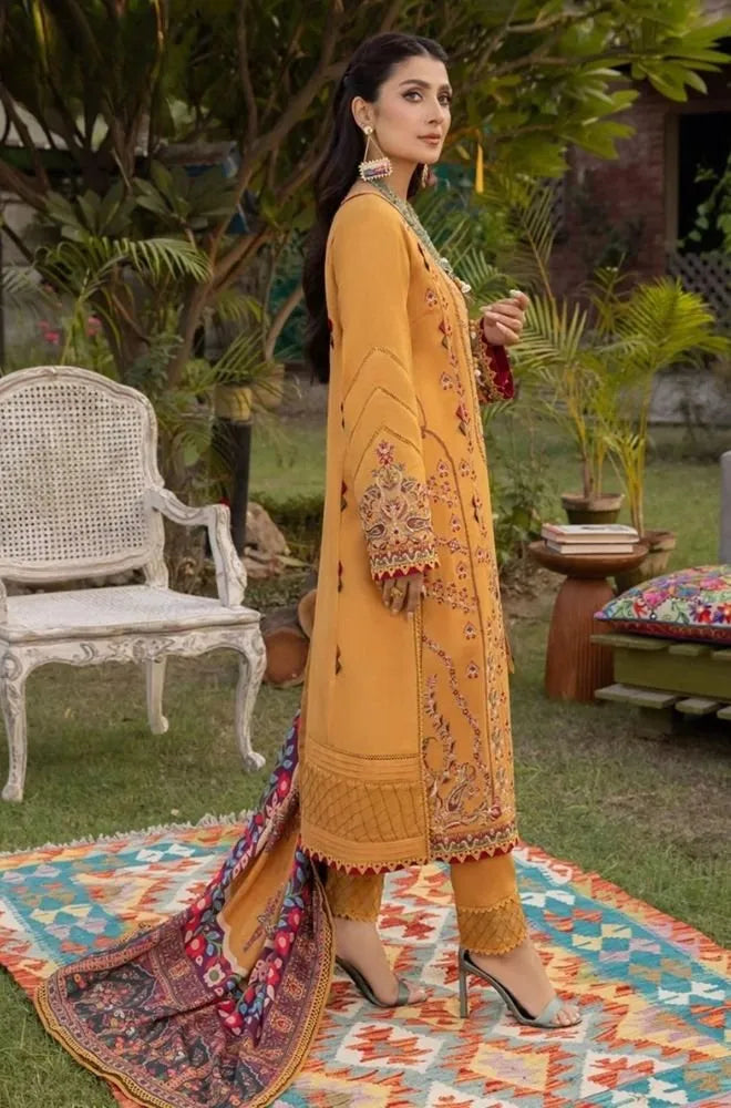 ASIM JOFA - 3PC Lawn Embroidered Shirt with Chiffon Printed Dupatta and Trouser - BFB0763