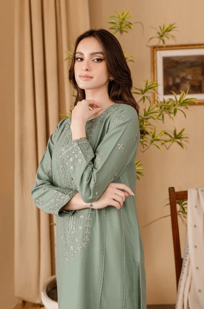 Sapphire - 3PC Dhanak Embroidered Shirt With Embroidered Dupatta and Trouser - BFB0989