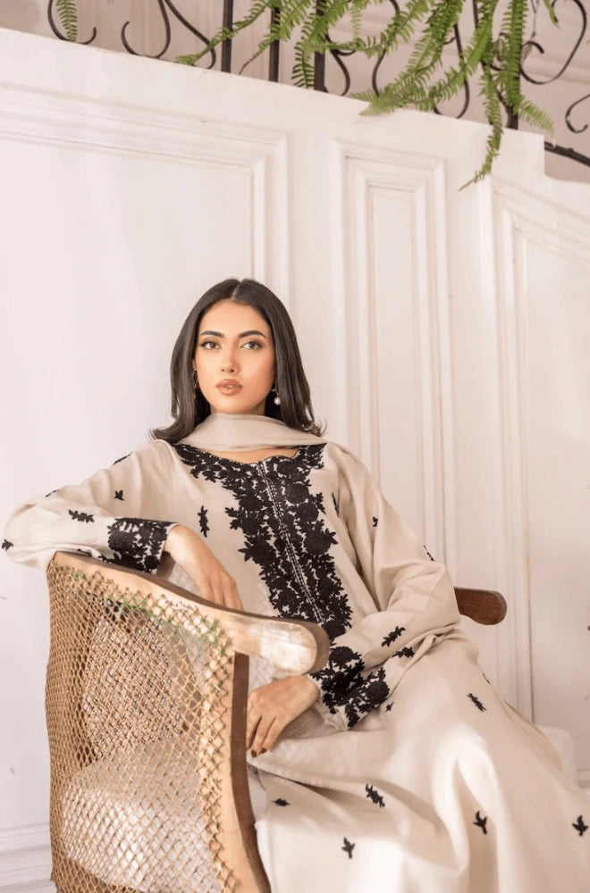 MIRANA - 3PC Lawn Embroidered Shirt with Dyed Chiffon Dupatta and Trouser - BFU0088