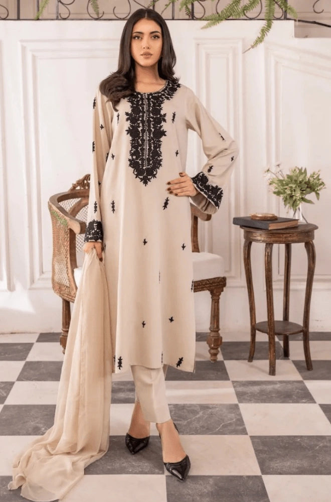 MIRANA - 3PC Lawn Embroidered Shirt with Dyed Chiffon Dupatta and Trouser - BFU0088
