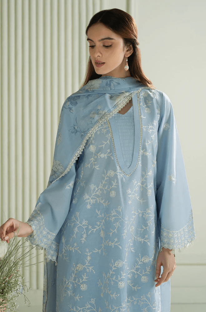 Summer 3PC Lawn Embroidered Suit - BFU0110 - | BlueFery