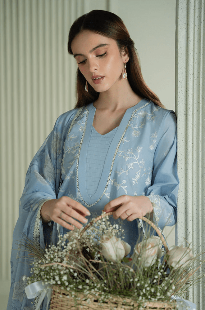 Summer 3PC Lawn Embroidered Suit - BFU0110 - | BlueFery