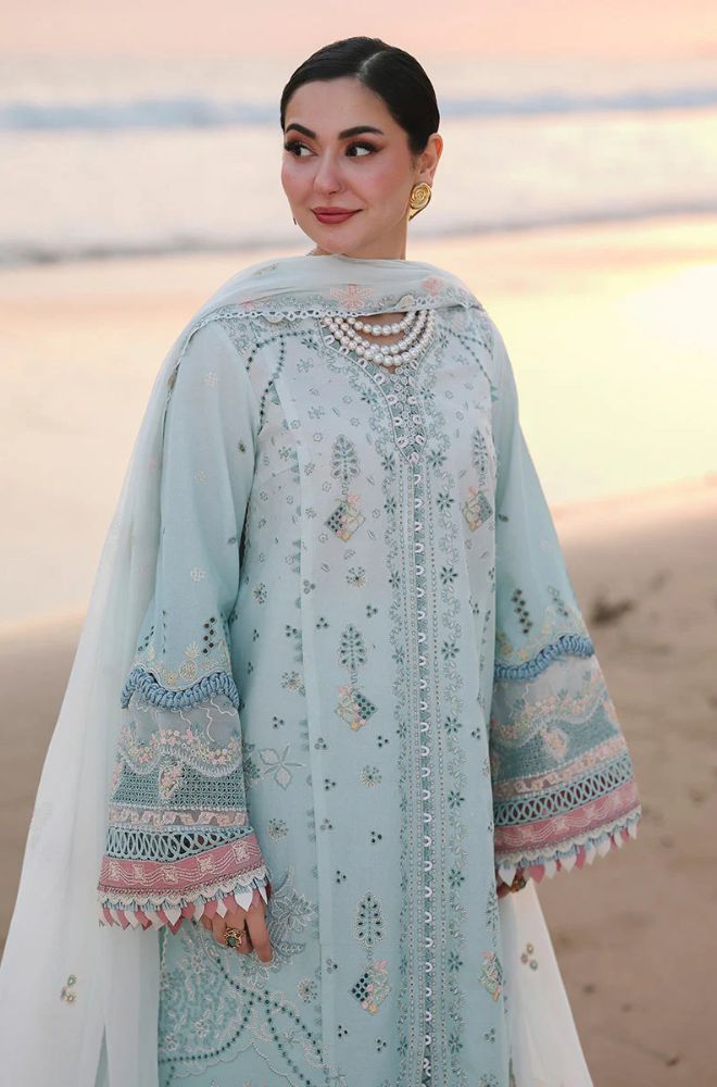 Summer 3Piece Lawn Chikankari Embroidered Suit - BFB0754 - Unstitched | BlueFery