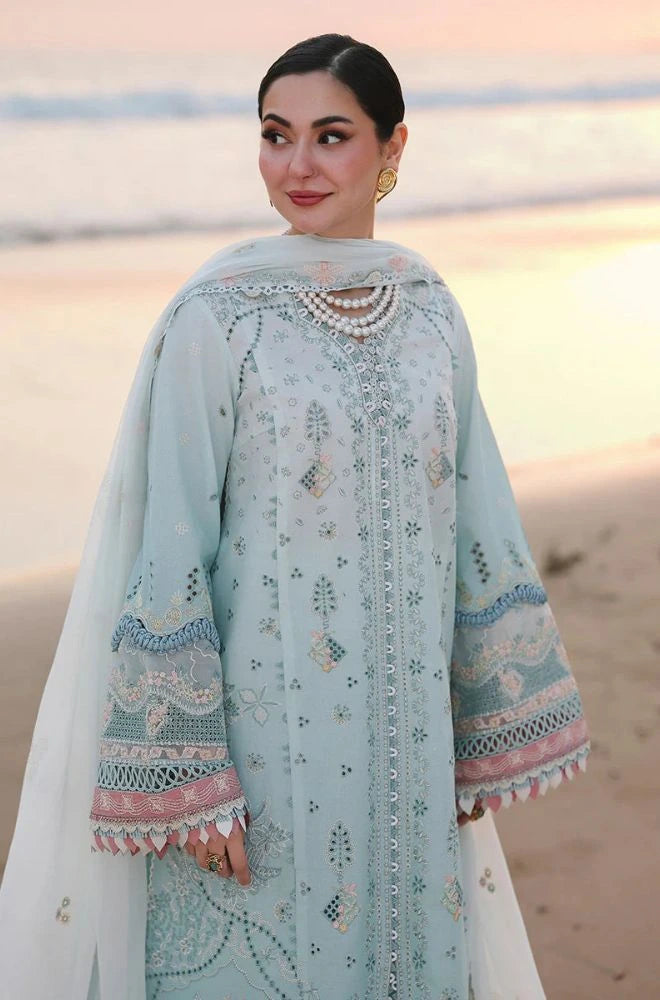 QALAMKAR - 3PC Lawn Chikankari Embroidered Suit with Monar Embroidered Dupatta and Trouser - BFB0754