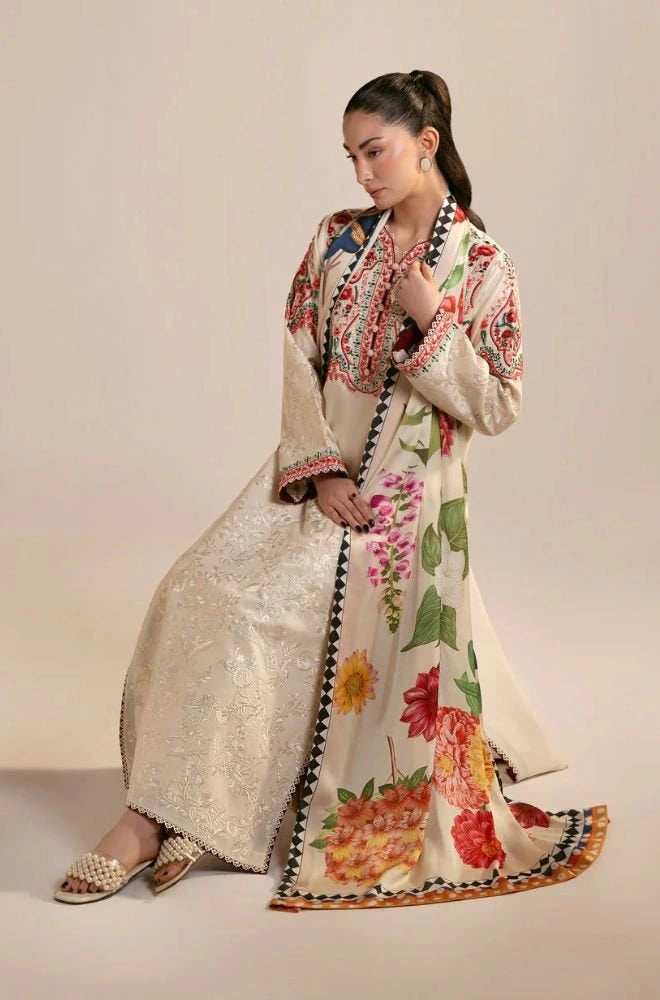 ZARA SHAHJAHAN - 3PC Lawn Embroidered Shirt with Chiffon Printed Dupatta and Trouser - BFB0746