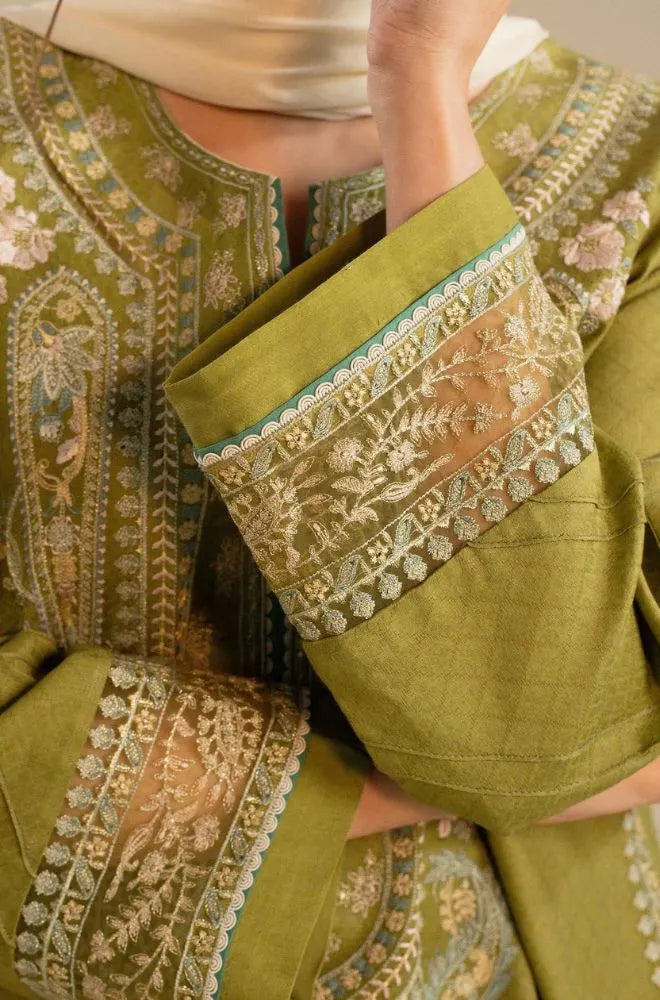 ZARA SHAHJAHAN - 3PC Lawn Embroidered Shirt with Chiffon Embroidered Dupatta and Trouser - BFB0749