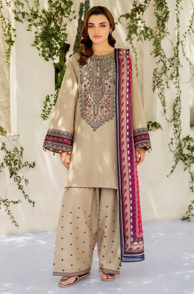 JAZMIN - 3PC Lawn Embroidered Shirt with Chiffon Embroidered Dupatta and Trouser - BFB0756