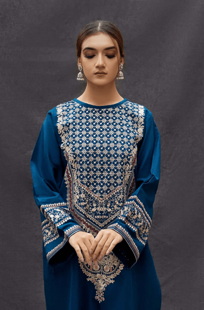 Winter 2PC Dhanak Embroidered Suit - BFRZ0111 - | BlueFery
