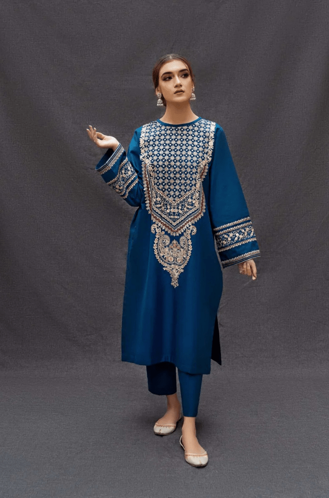 Winter 2PC Dhanak Embroidered Suit - BFRZ0111 - | BlueFery