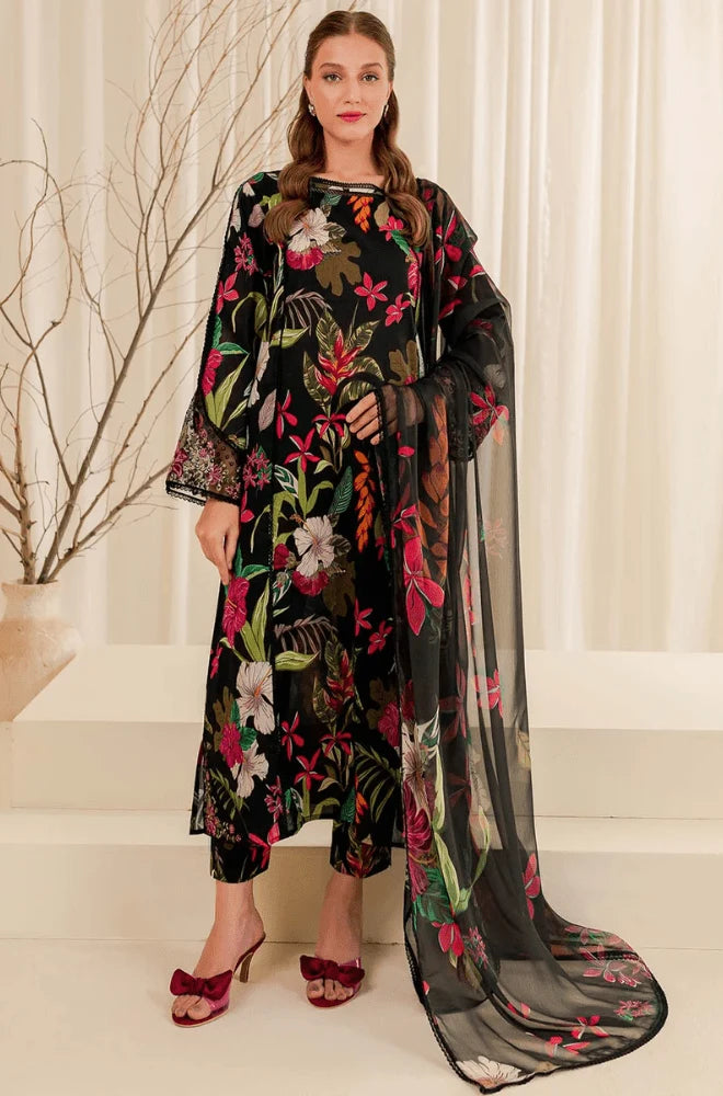 3PC Khaddar Printed Shirt with Khaddar Printed Dupatta and Trouser - BFU0457