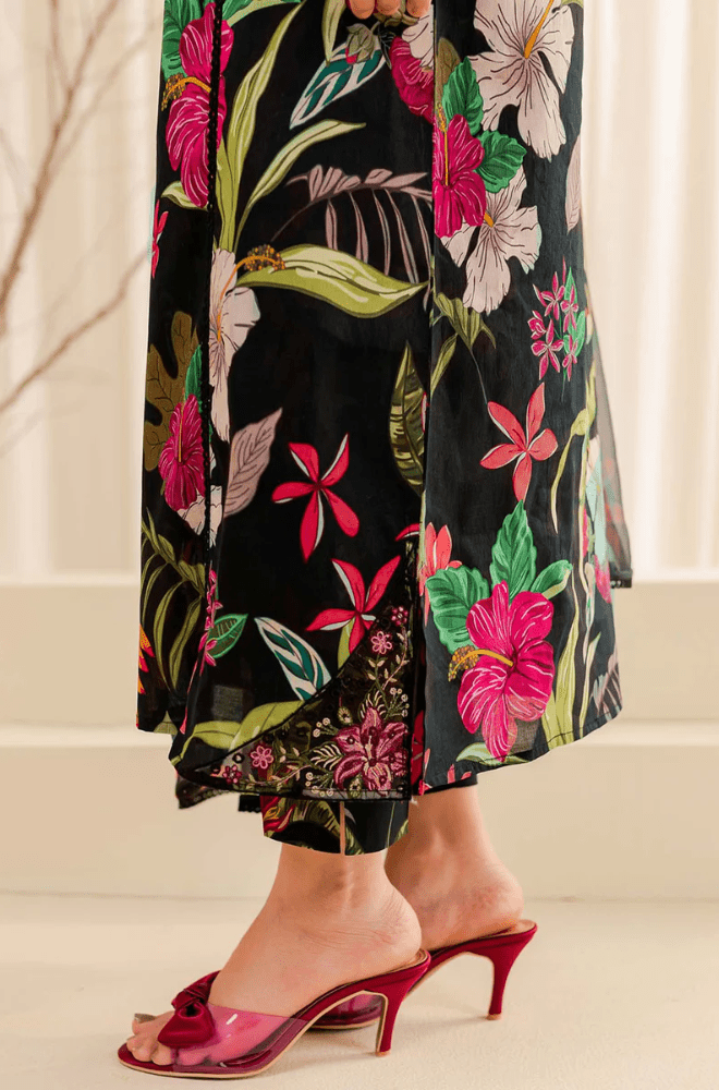 Winter 3PC Black Khaddar Digital Printed Dress - BFU0457 - | BlueFery