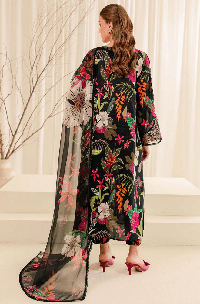 Winter 3PC Black Khaddar Digital Printed Dress - BFU0457 - | BlueFery