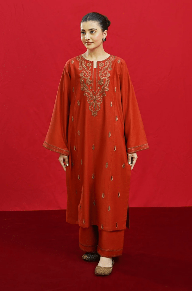 Winter 3PC Dhanak Embroidered Suit - BFB0212 - | BlueFery