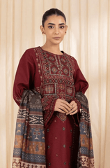 Winter 3PC Dhanak Embroidered Suit - BFB0267 - | BlueFery