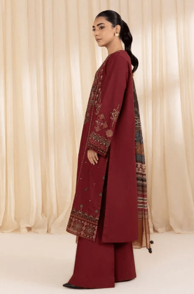 Winter 3PC Dhanak Embroidered Suit - BFB0267 - | BlueFery