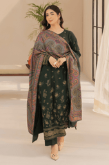 Winter 3PC Dhanak Embroidered Suit - BFB0415 - | BlueFery