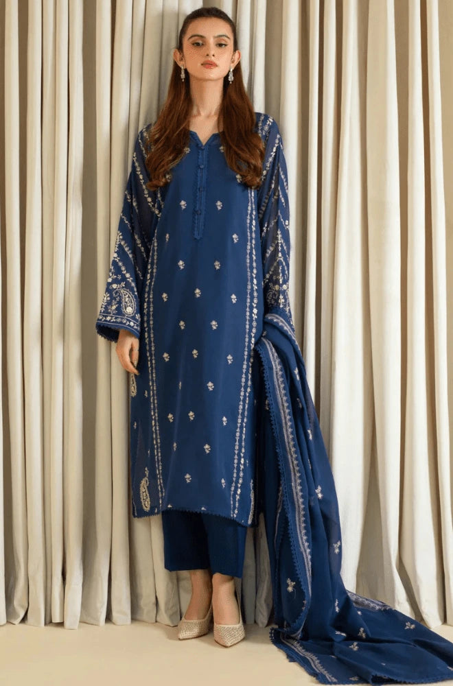Agha Noor - 3PC Dhanak Embroidered Shirt with Dhanak Embroidered Dupatta and Trouser - BFB0417