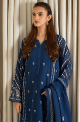 Winter 3PC Dhanak Embroidered Suit - BFB0417 - | BlueFery