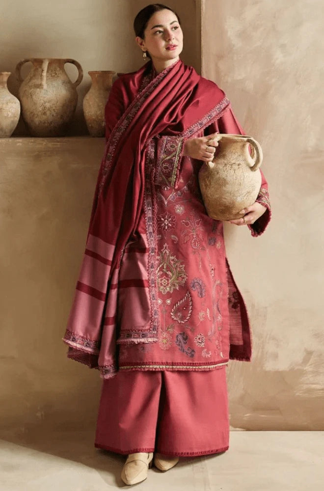 3PC Dhanak Embroidered Shirt with Dhanak Printed Dupatta and Trouser - BFB0434