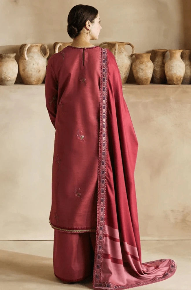 3PC Dhanak Embroidered Shirt with Dhanak Printed Dupatta and Trouser - BFB0434
