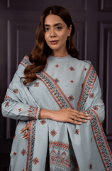 Winter 3PC Dhanak Embroidered Suit - BFB0448 - | BlueFery