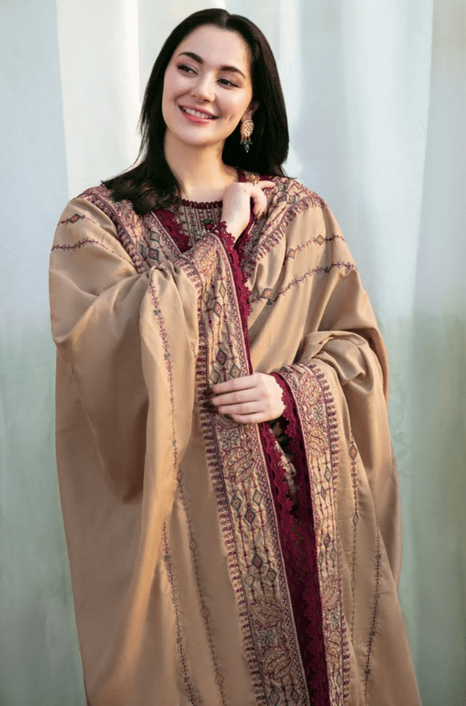 Winter 3PC Dhanak Embroidered Suit - BFB0449 - | BlueFery
