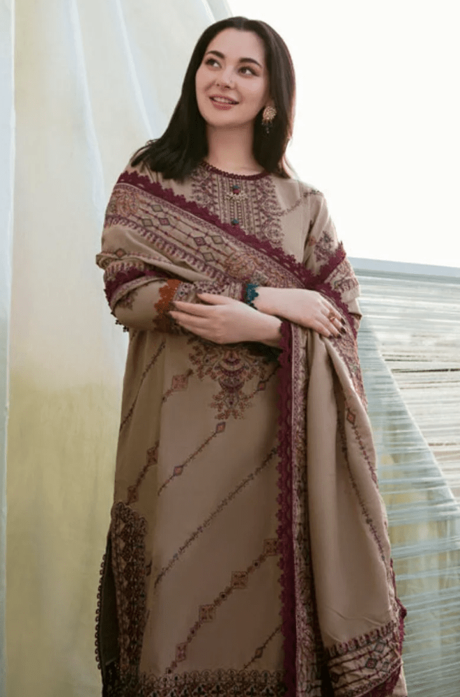 Winter 3PC Dhanak Embroidered Suit - BFB0449 - | BlueFery