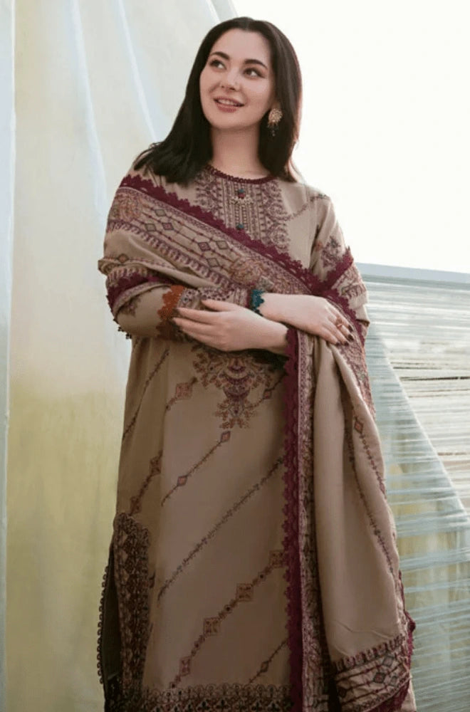 ZARA SHAHJAHAN - 3PC Dhanak Embroidered Shirt with Dhanak Embroidered Dupatta and Trouser- BFB0449
