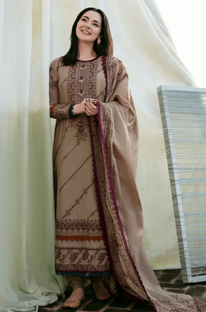 Winter 3PC Dhanak Embroidered Suit - BFB0449 - | BlueFery