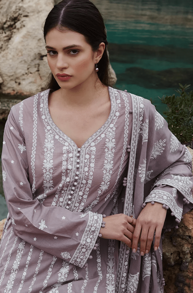 Winter 3PC Dhanak Embroidered Suit - BFB0450 - | BlueFery