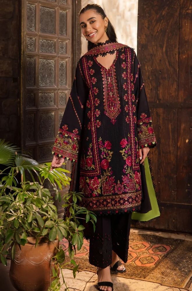 Winter 3PC Dhanak Embroidered Suit - BFB0468 - | BlueFery