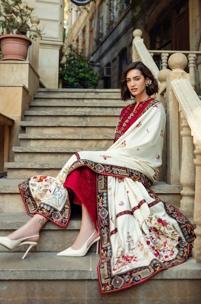 Winter 3PC Dhanak Embroidered Suit - BFB0471 - | BlueFery