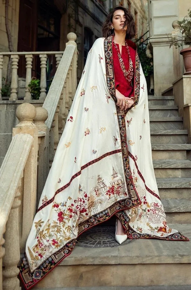 3PC Dhanak Embroidered Shirt with Dhanak Printed Dupatta and Trouser - BFB0471