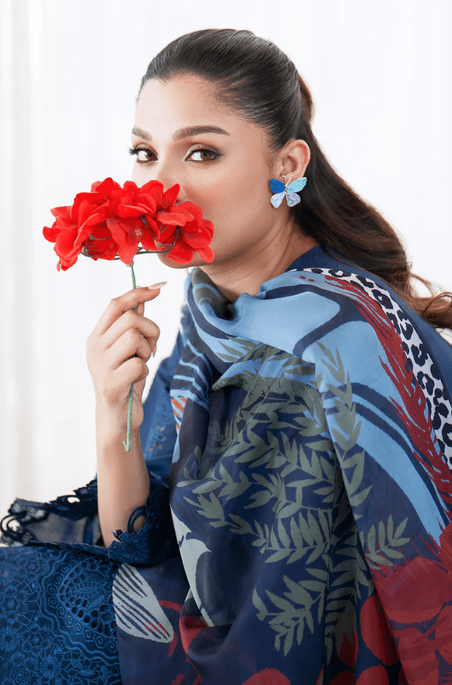 Winter 3PC Dhanak Embroidered Suit - BFB0472 - | BlueFery