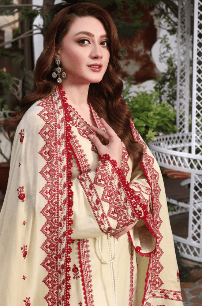 Winter 3PC Dhanak Embroidered Suit - BFB0476 - | BlueFery