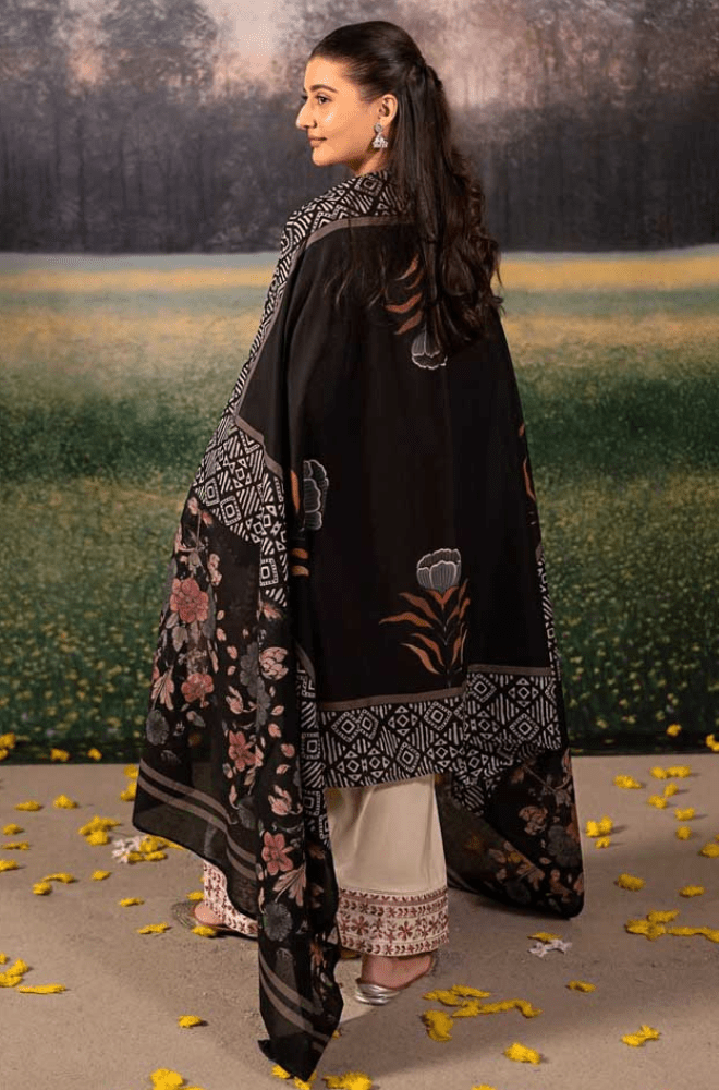 Winter 3PC Dhanak Embroidered Suit - BFB0488 - | BlueFery