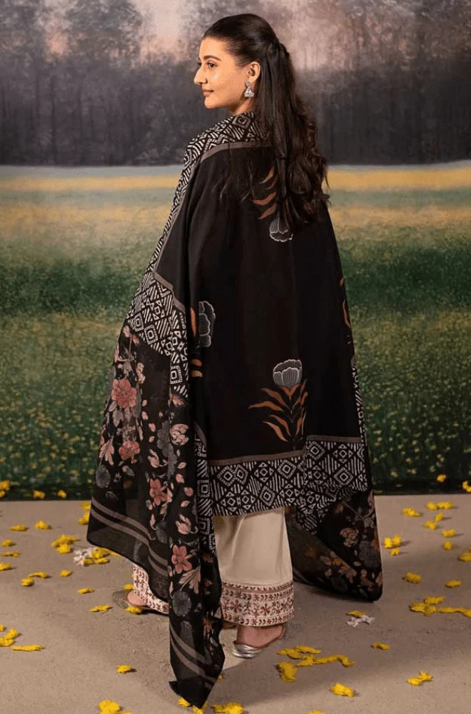 Urge - 3PC Dhanak Embroidered Shirt with Wool Printed Dupatta and Trouser - BFB0488